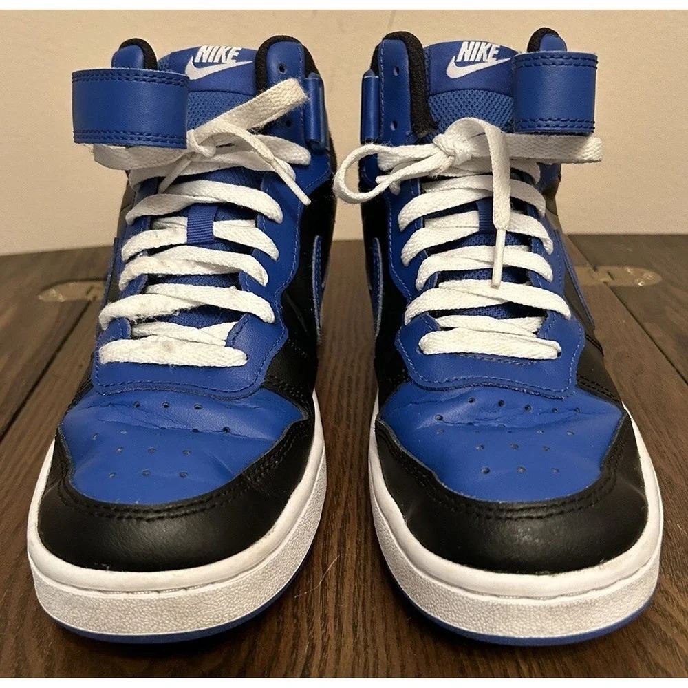 Nike Court Borough Mid 2 Black Royal Blue Size 6.5Y (DM8872-001) Youth‎